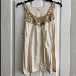 Y2K Lane Bryant Boho Tank Top with Lace and Sequin Neckline